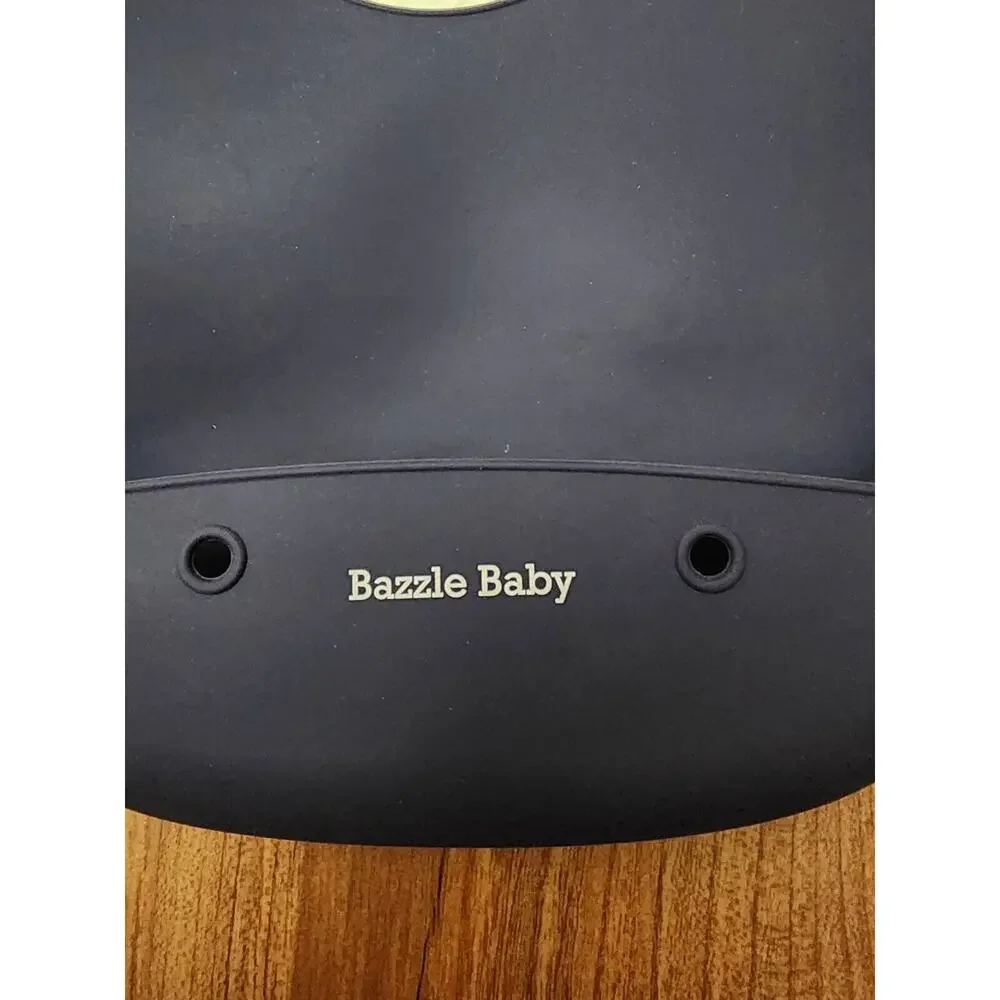 Bazzle Baby Silicon Bib Navy Blue Roll Up For Storage